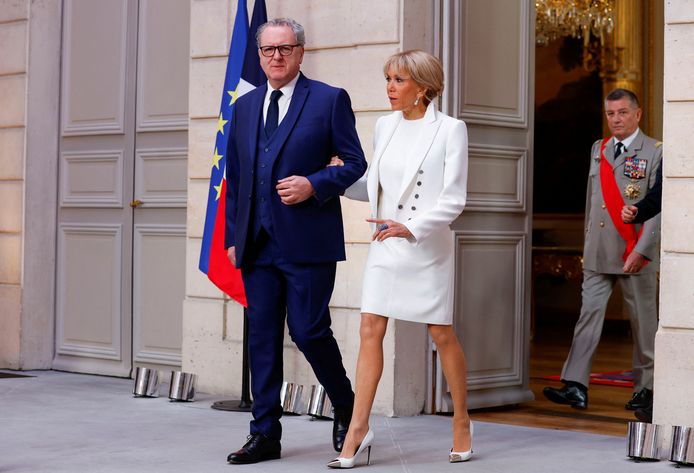 Assembly President Richard Ferrand and Brigitte Macron.