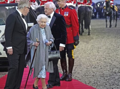 Queen Elizabeth is clearly enjoying the evening of the party because of the anniversary