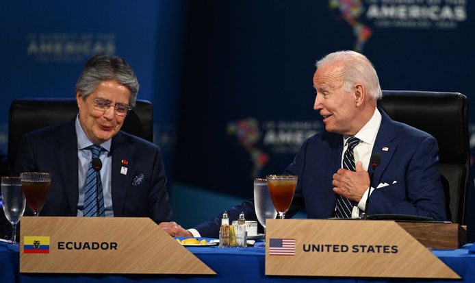 Presidents Guillermo Lasso and Joe Biden.