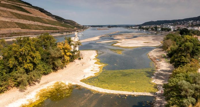 The Rhine River in Germany is dry in many places.
