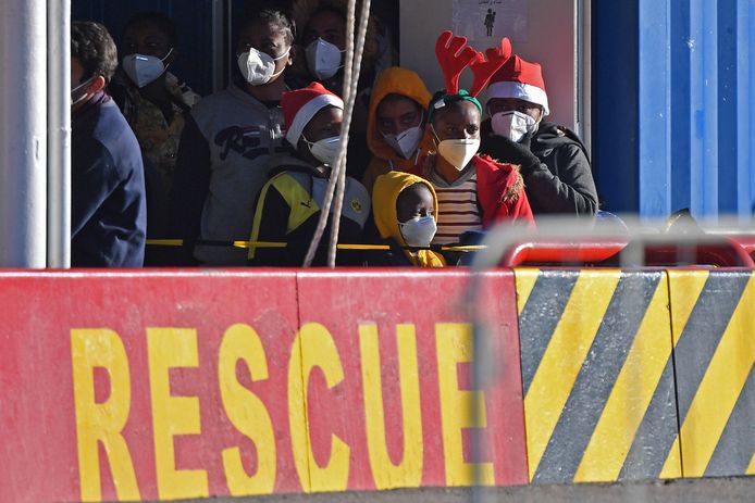 File photo from December.  Rescued migrants aboard the Sea-Eye 4 in the port of Pozzallo.
