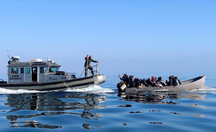 April archive photo.  The Tunisian Coast Guard stops migrants at sea as they attempt to cross into Italy.