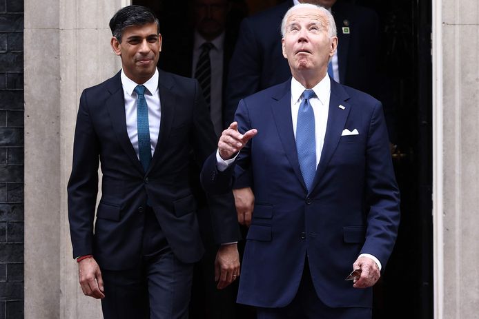 US President Joe Biden visits British Prime Minister Rishi Sunak at his official residence.
