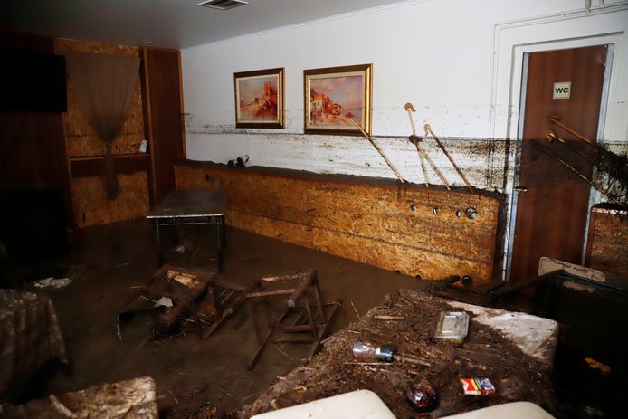 Damage to a cafe in the village of Nea Lefki, central Greece.