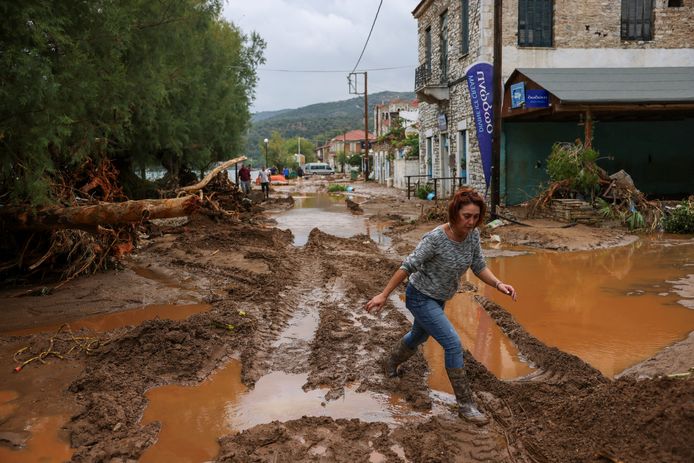 Damage in Melina, central Greece.