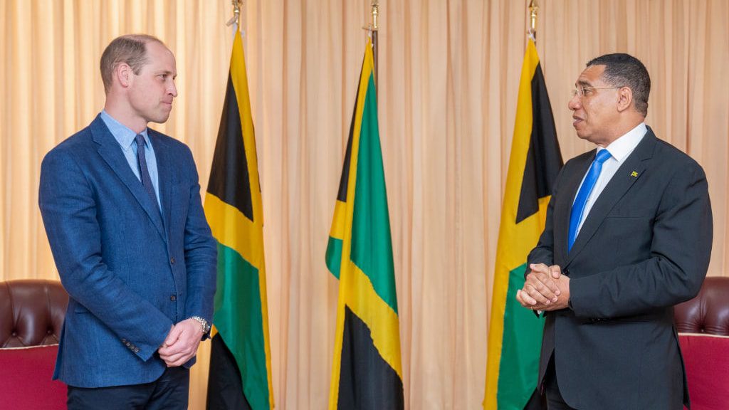 Prince William last year with Jamaican Prime Minister Andrew Holness, who said: 